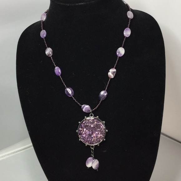 Hand Crafted Accessories - Hand crafted Banded Amethyst necklace.   NWOT N145
